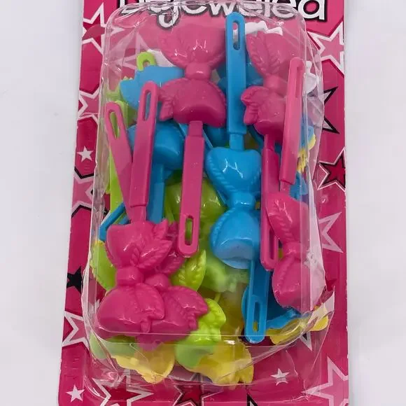 30 Vintage Plastic Barrettes Bejeweled brand W320774BA Colorful Retro NOS NEW - Picture 2 of 7